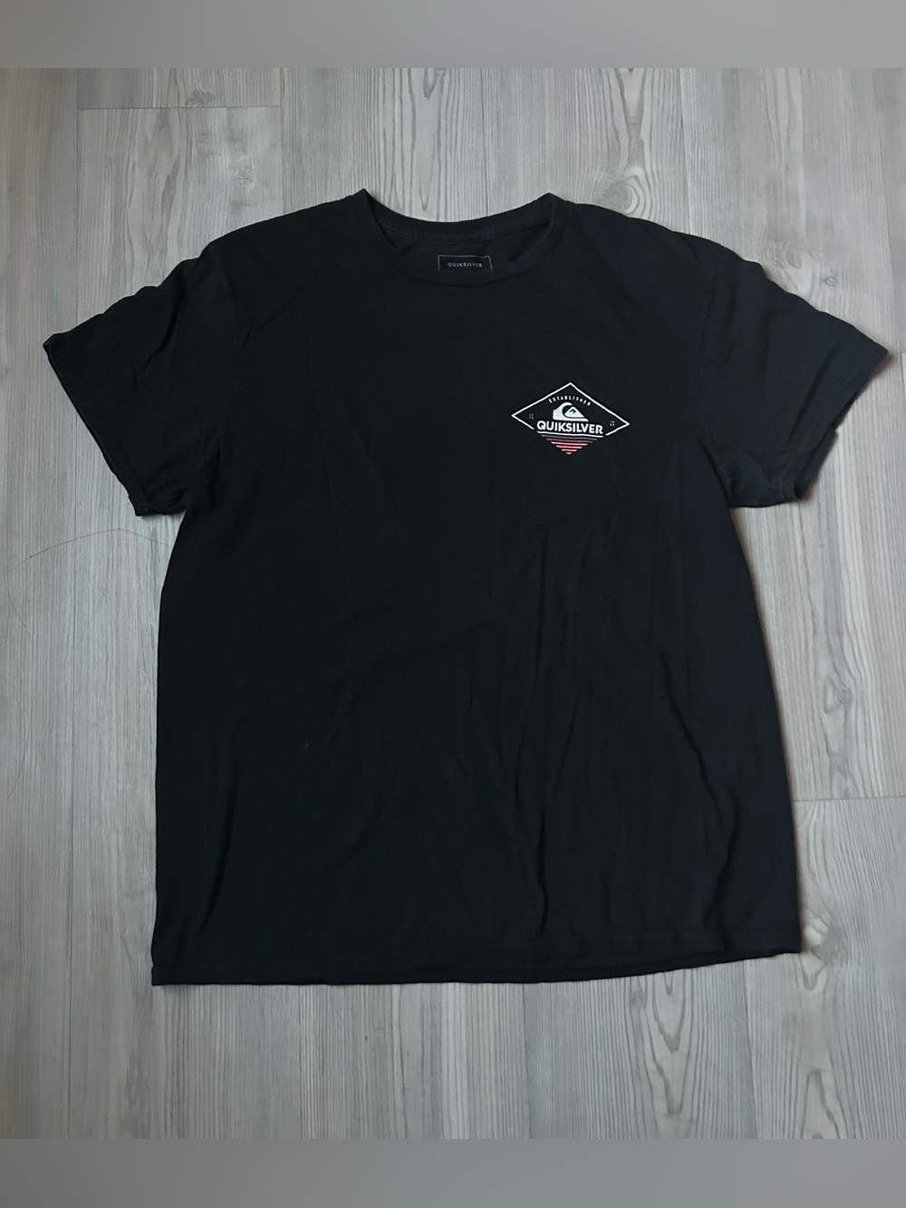 Quiksilver Black Short Sleeve Tee with Small Chest Logo
